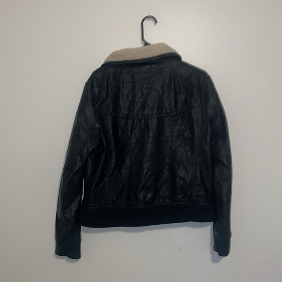 Xhileration | Black Leather Fuzzy Lined Jacket - Picture 4 of 5